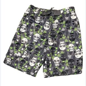 OP Board Shorts Skulls Small (6-7) Elastic Waistline Drawstring Cargo Pocket